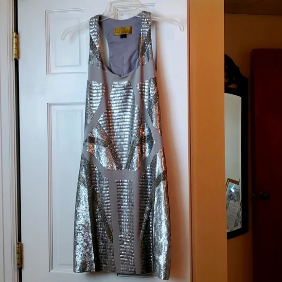 Nicole By Nicole Miller Dresses | Nicole Miller Beaded Dress | Color: Silver | Size: 0 | Pm-14791470's Closet